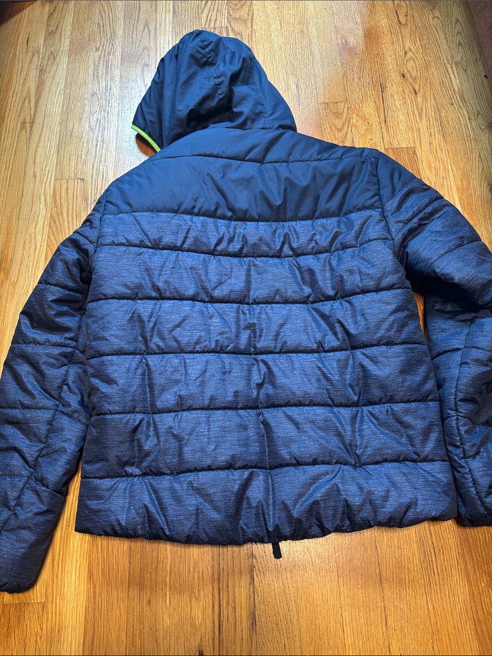 Hawke & Co Navy Puffer Jacket with Lime Trim - Picture 7 of 7